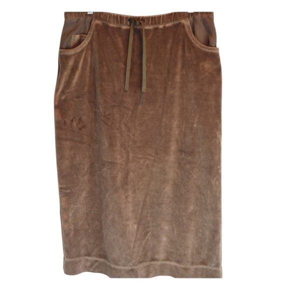 J. Jill Mocha Brown Velour Tie Waist Midi Skirt, Petite Medium - Picture 1 of 8
